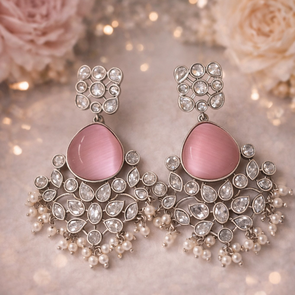 Pink Stone Earrings
