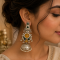 Noor-E-Meher Yellow Oxidized Jhumkas