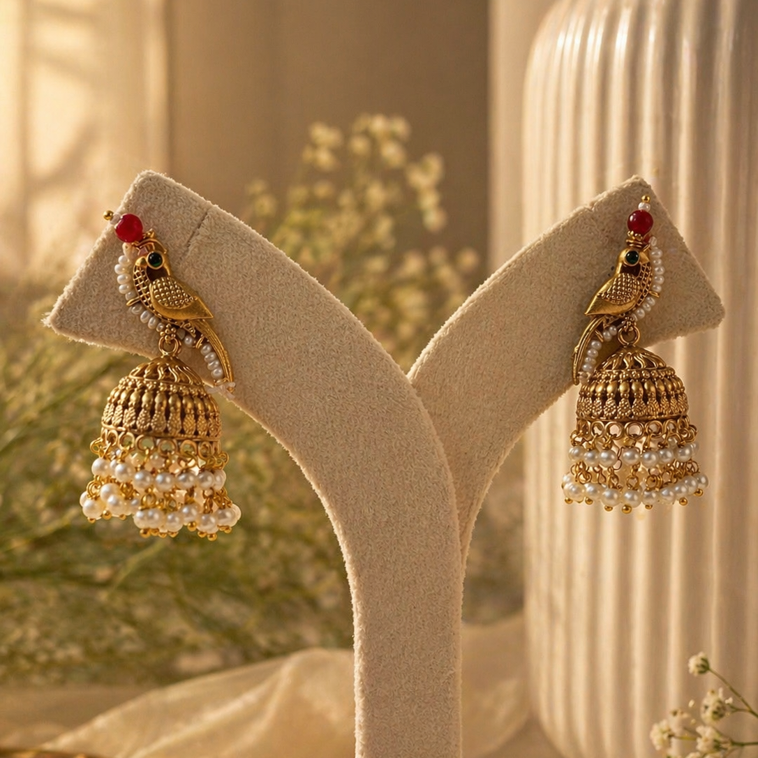 Golden Noor-e-Mor Jhumka