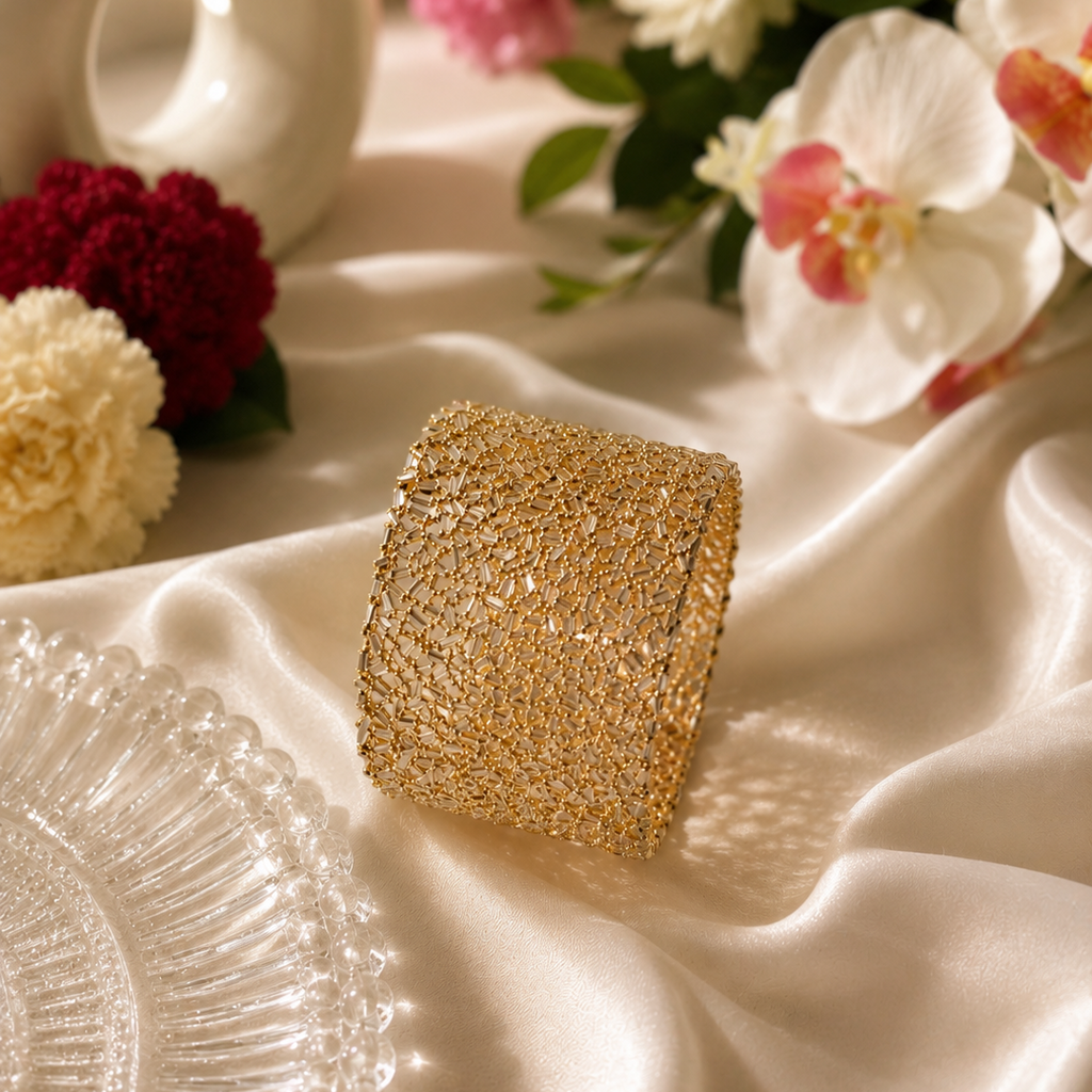 Aurora Crystal Mesh Cuff Bracelet