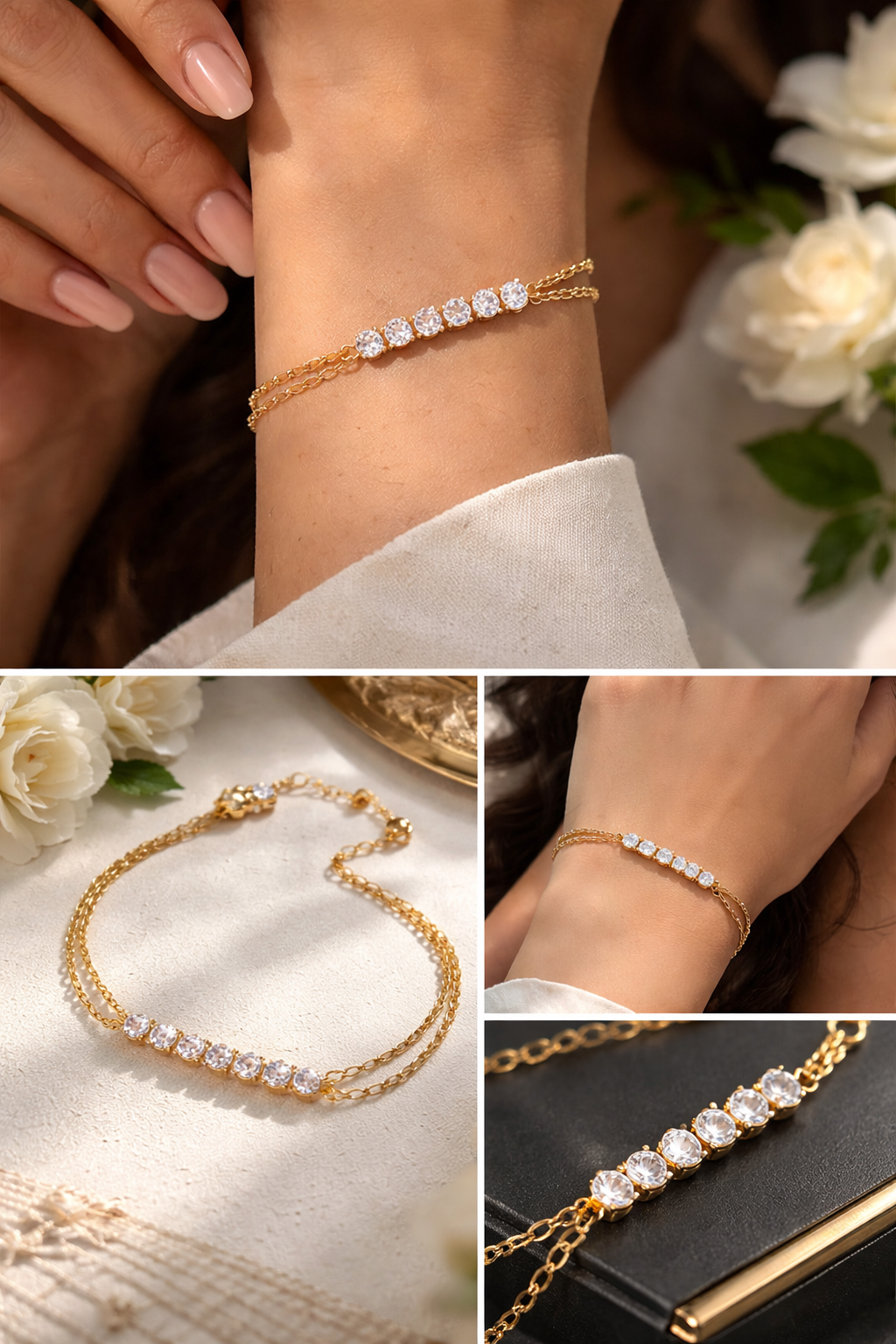 Anti Tarnish Golden Stone Bracelet