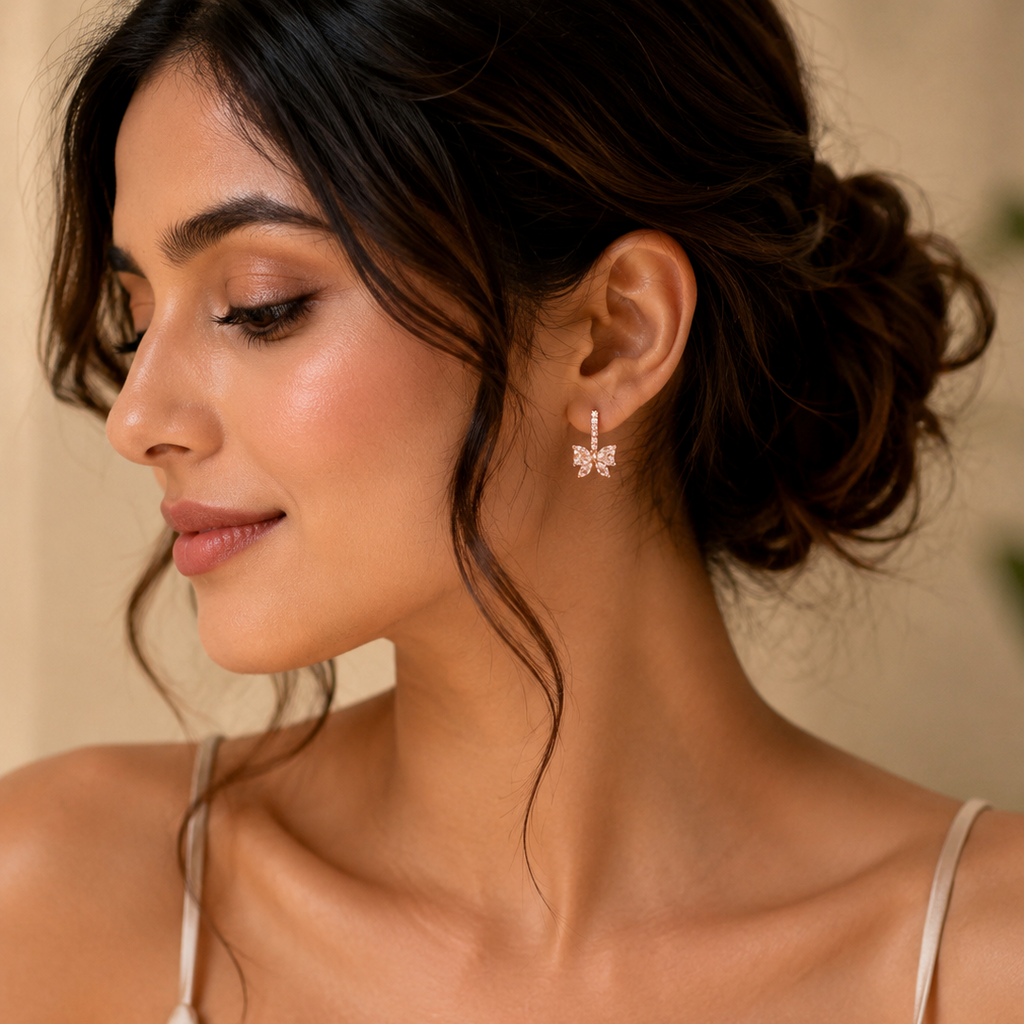 Anti tarnish Butterfly Charm Huggie Earrings