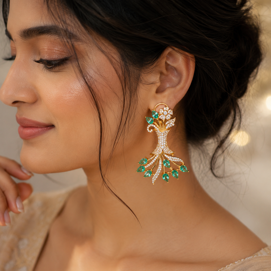 Emerald Blossom Cascade Earrings