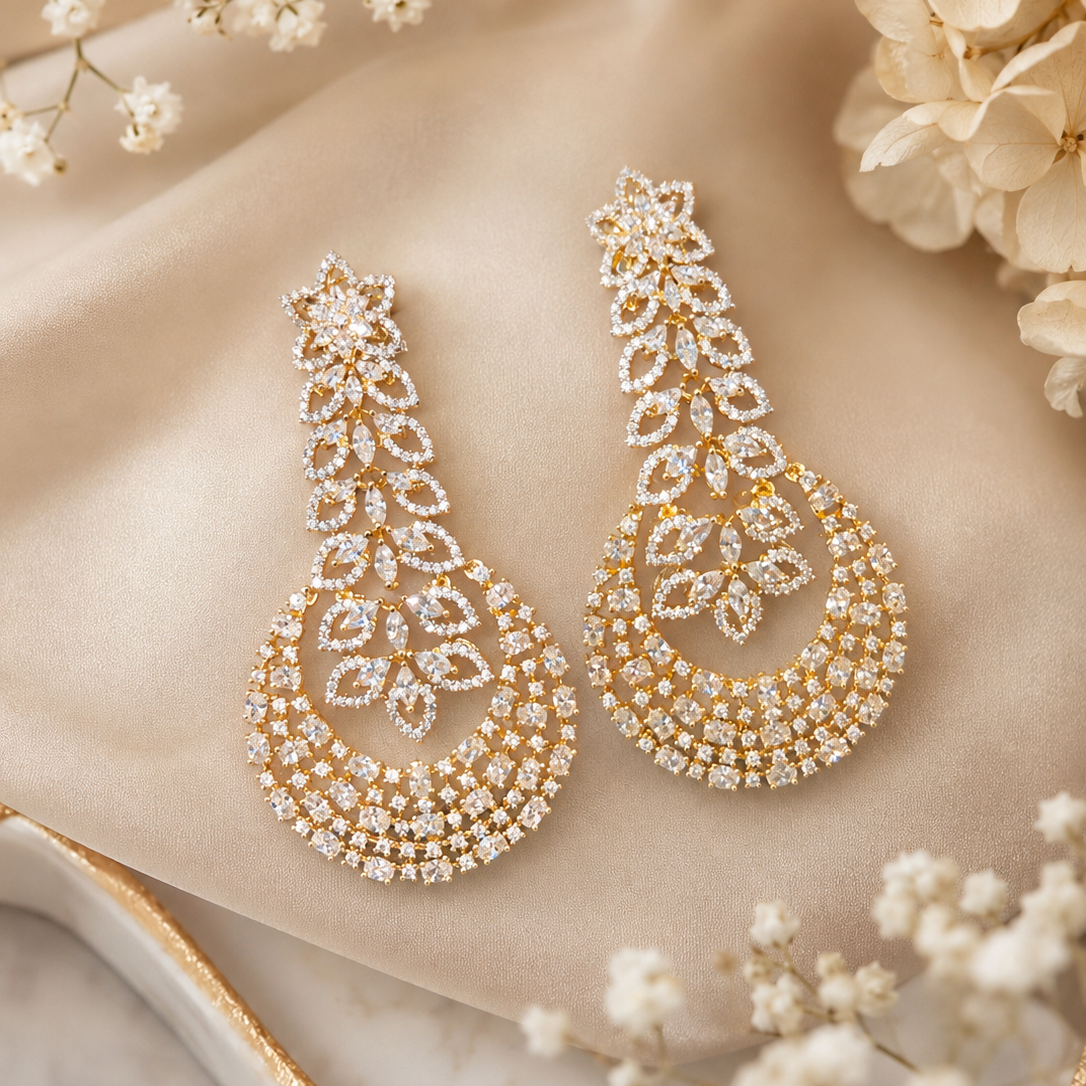 Celeste Bloom 5A AD Chandbali Earrings