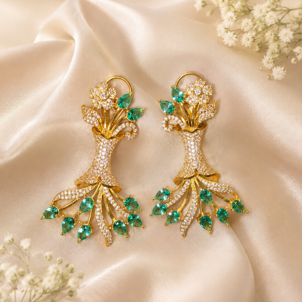 Emerald Blossom Cascade Earrings