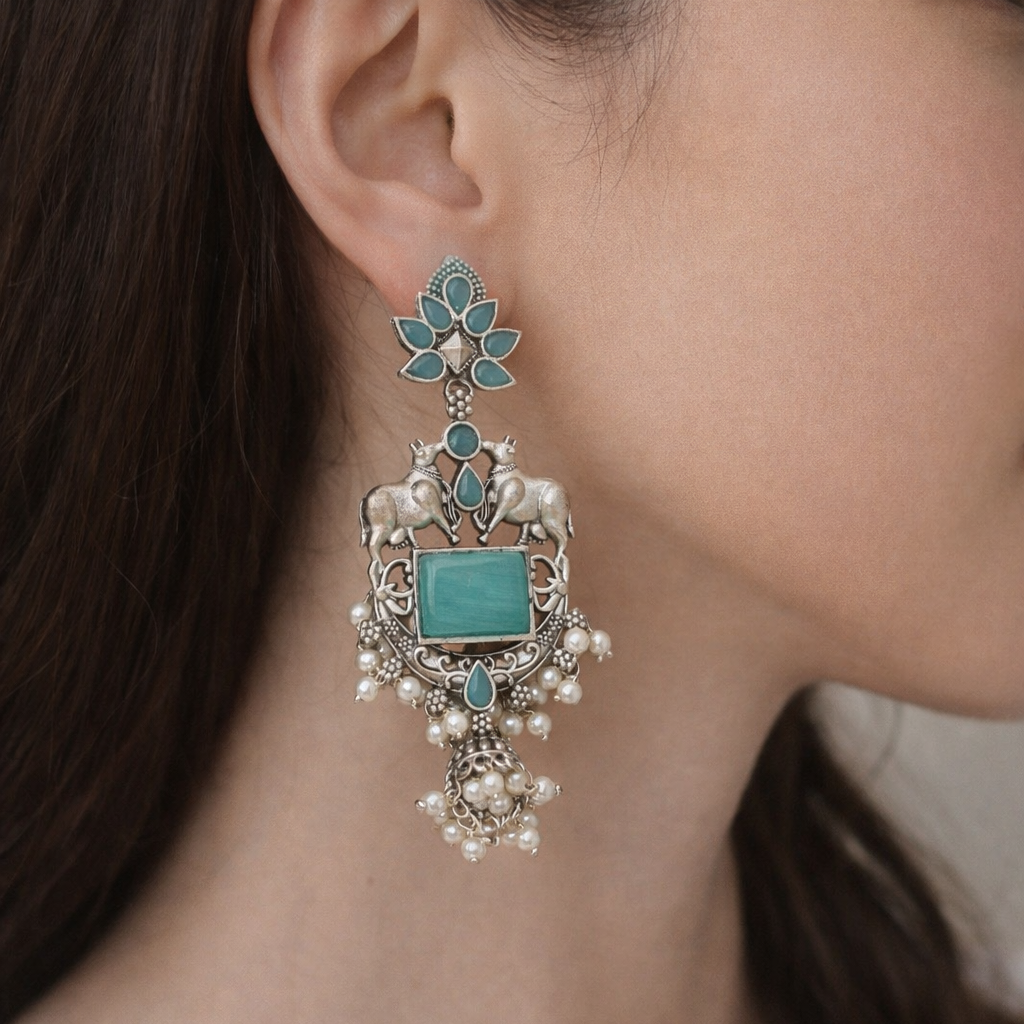 Turquoise Cow Earrings