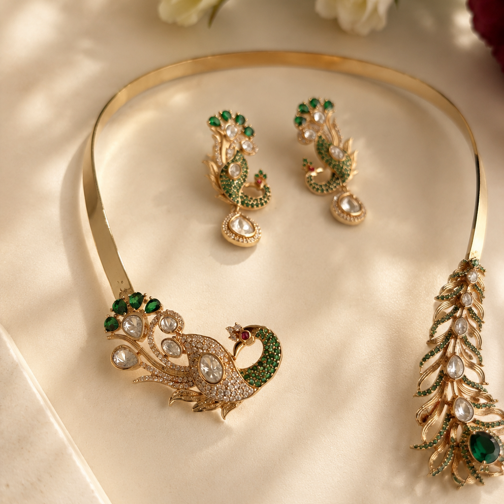 Emerald Mayura Collar Set
