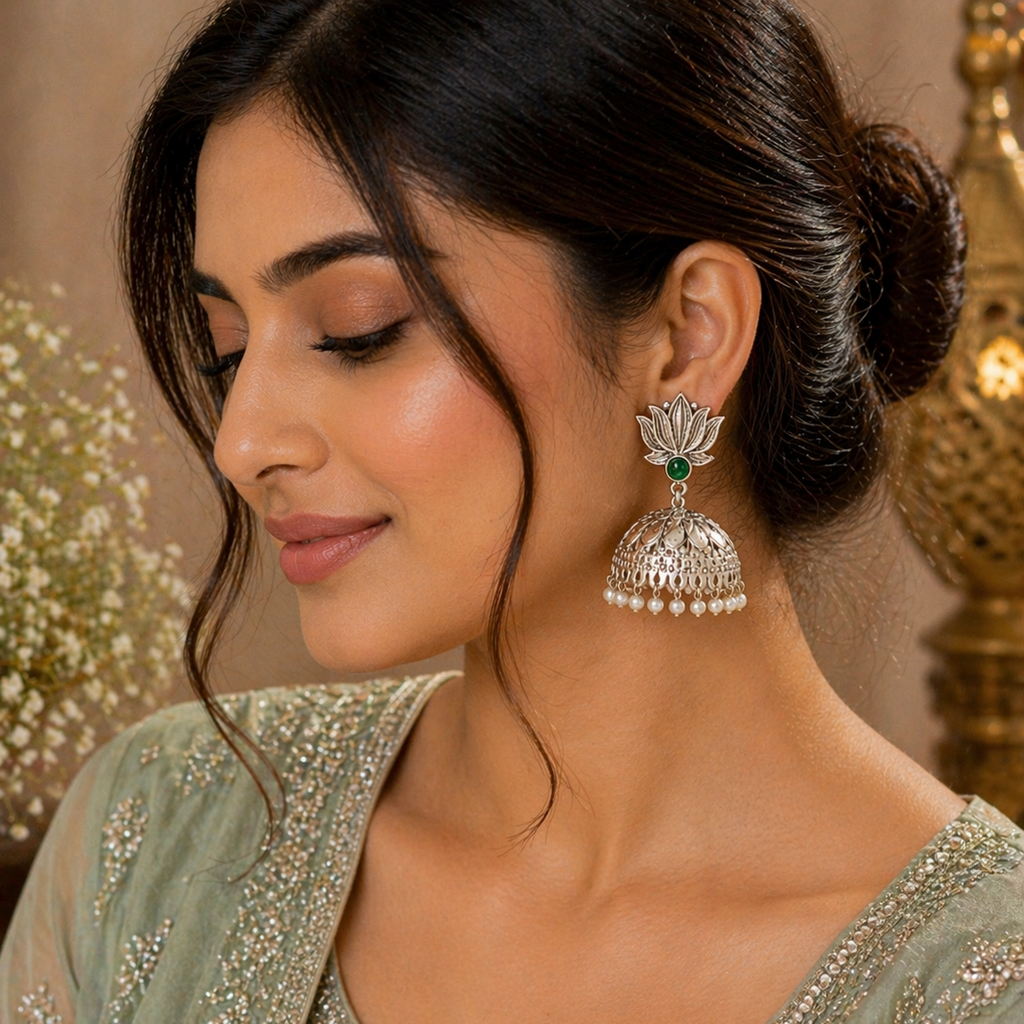Panna Lotus Jhumka
