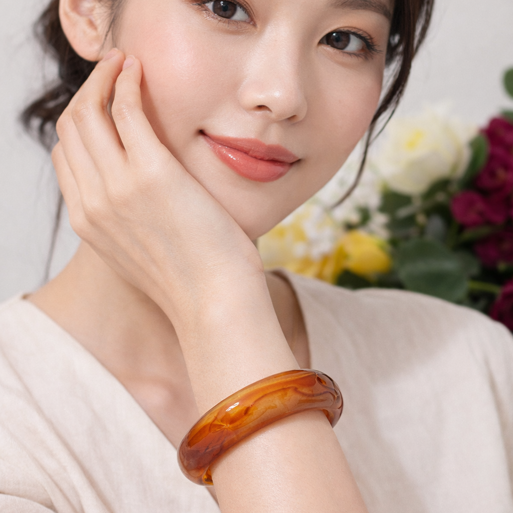 Amber Bloom Resin Bangle