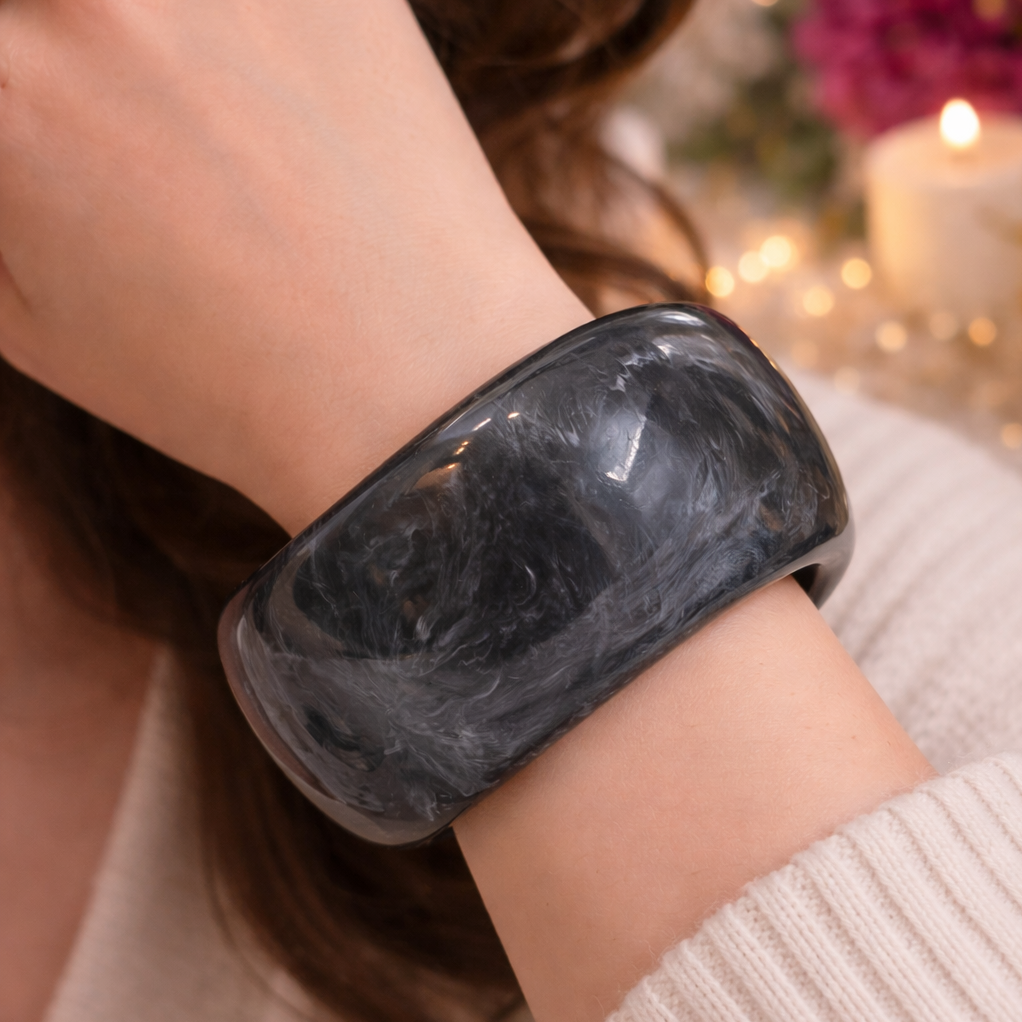 Midnight Marble Resin Bangle