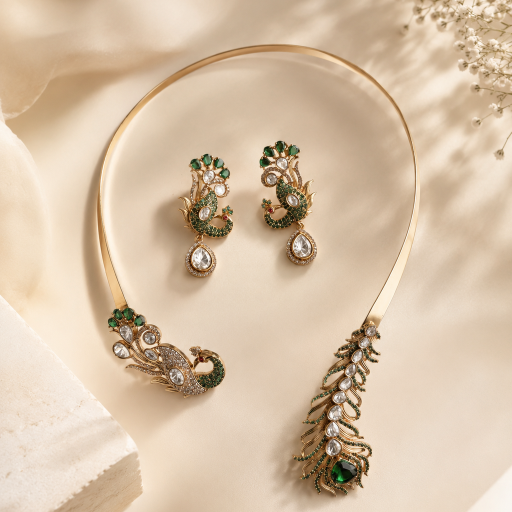 Emerald Mayura Collar Set