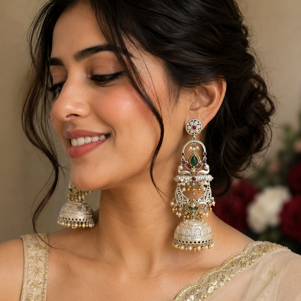 Green Royal Chand Jhumkas