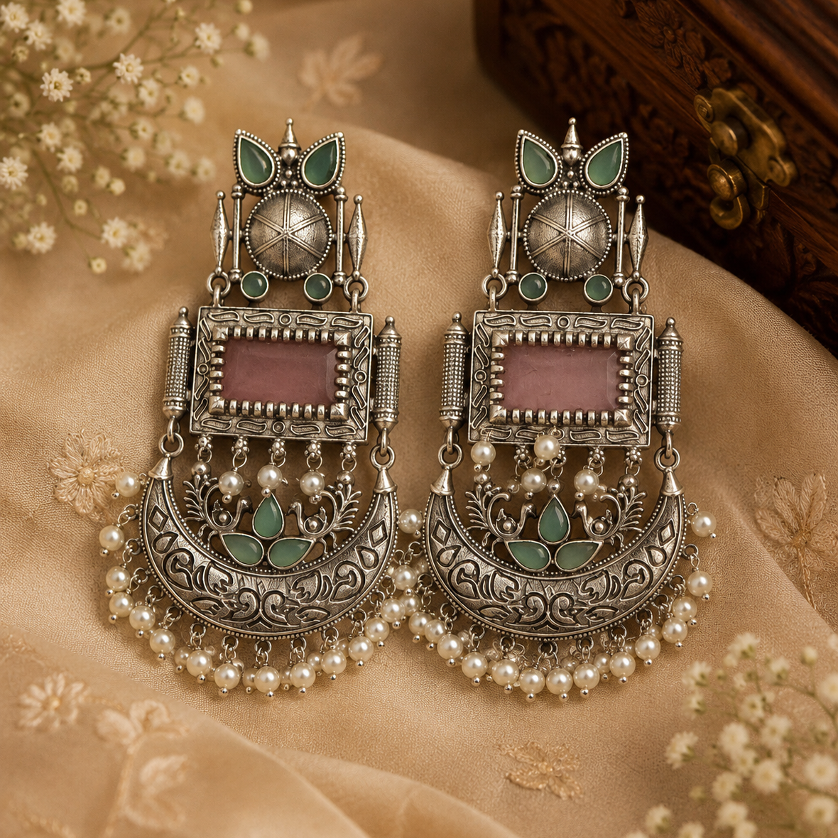 Gulnaar Mirror Pearl Chandeliers