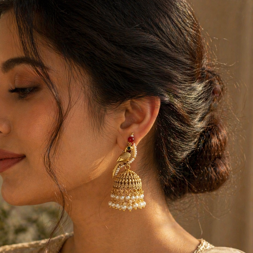 Golden Noor-e-Mor Jhumka