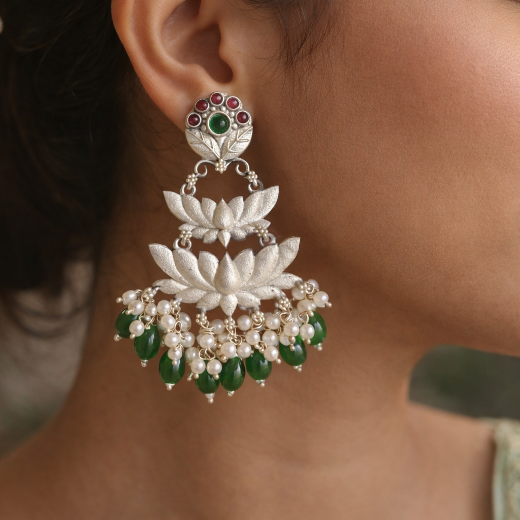 Emerald Padma Chandrika Earrings