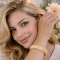 Ivory Amber Swirl Resin Bracelet