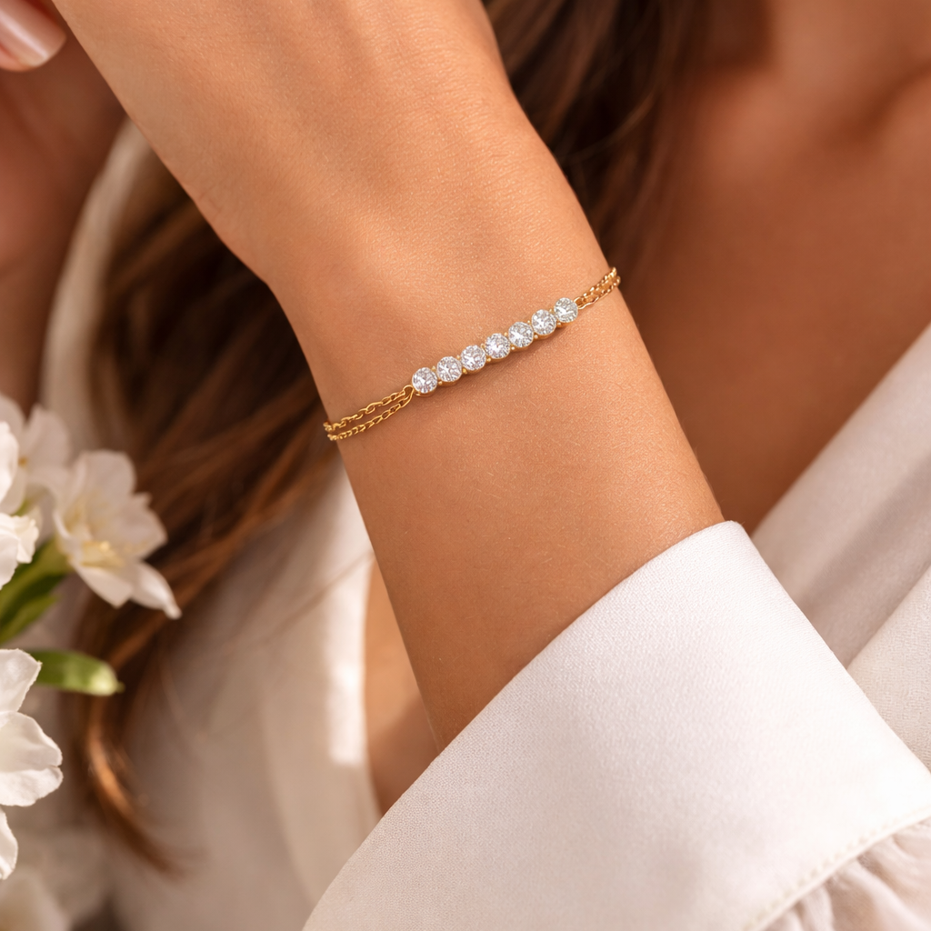 Anti Tarnish Golden Stone Bracelet