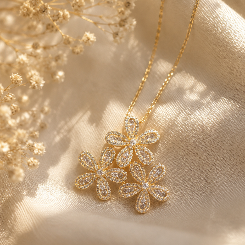 Golden Blossom Pendant Set
