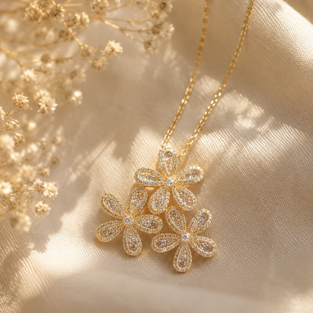 Golden Blossom Pendant Set