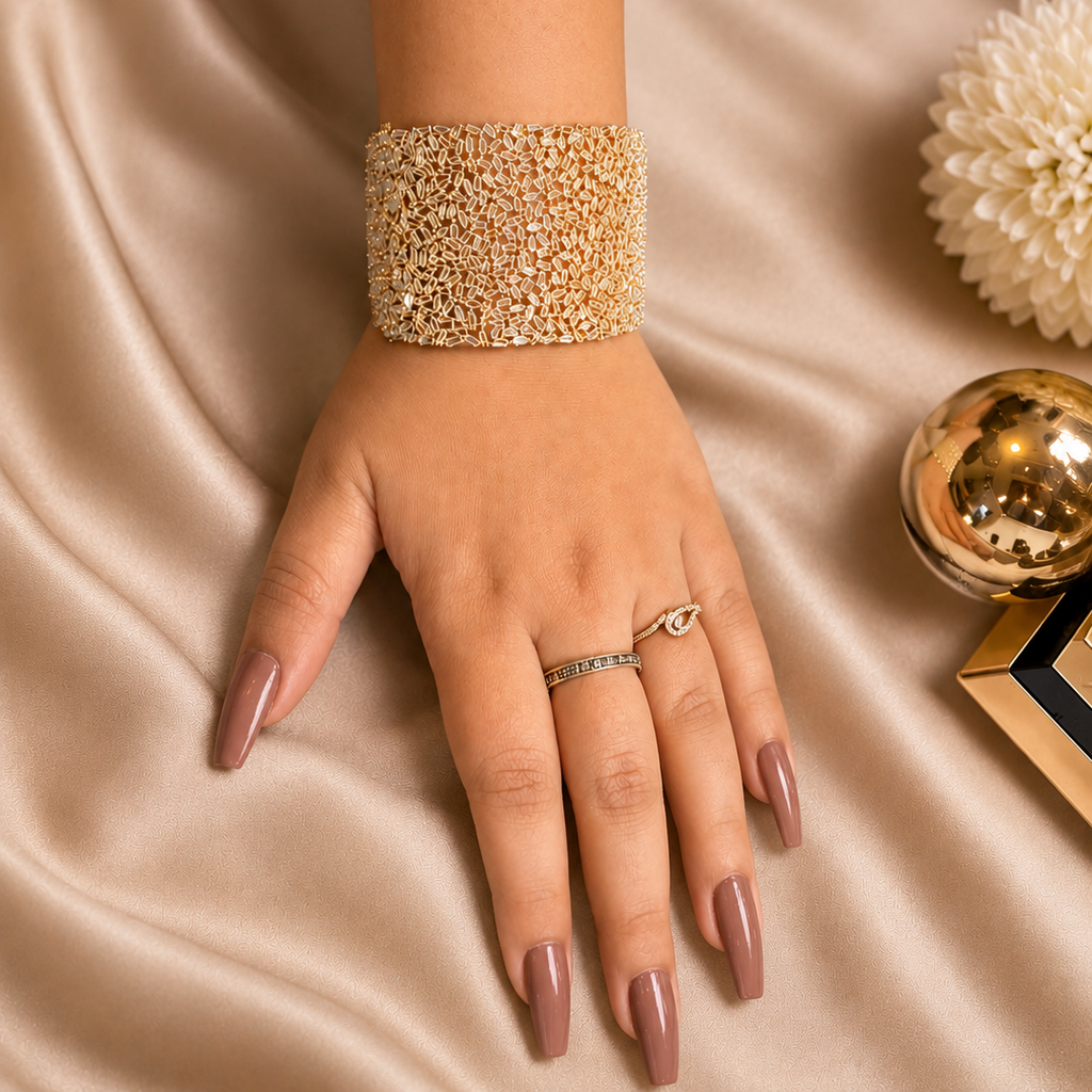 Aurora Crystal Mesh Cuff Bracelet