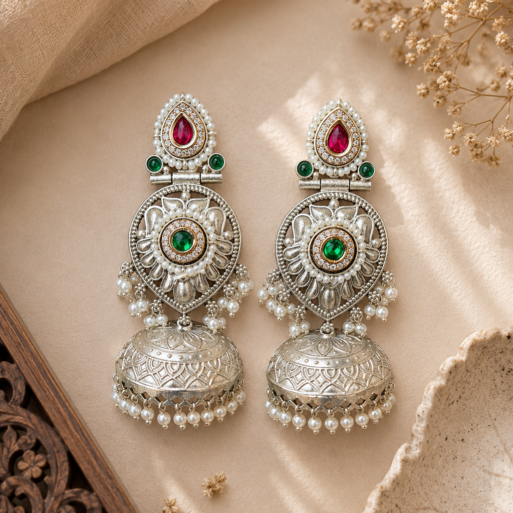 Noor Gulbahar Oxidized Jhumkas