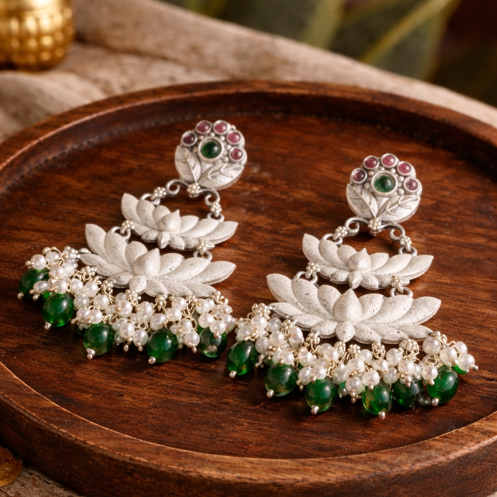 Emerald Padma Chandrika Earrings