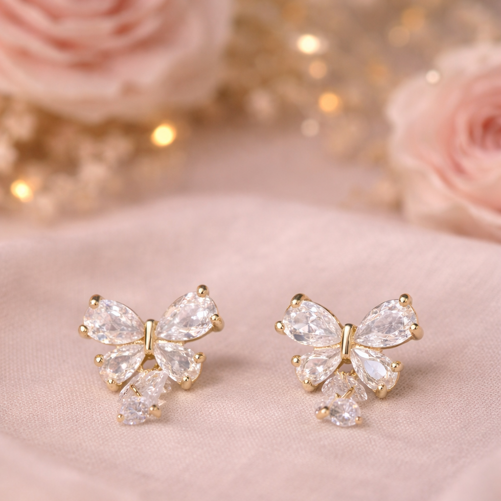 Crystal Butterfly Hanging Earrings