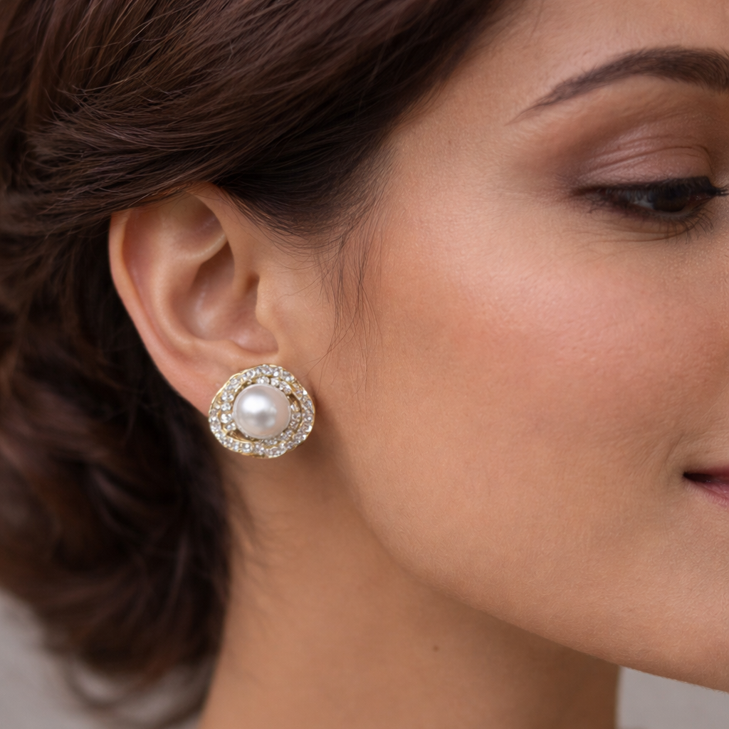 Celeste Pearl Halo Studs
