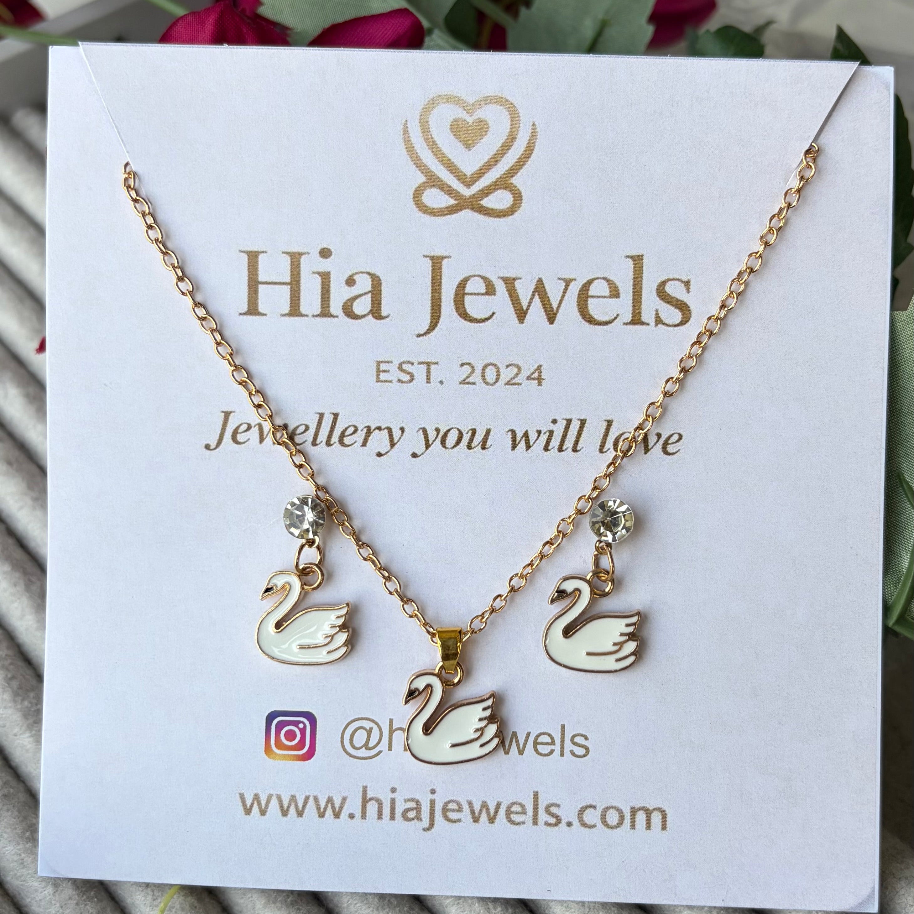 Duck Neckpiece and Earrings Combo