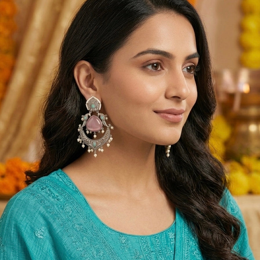 Antique Silver Statement Earrings