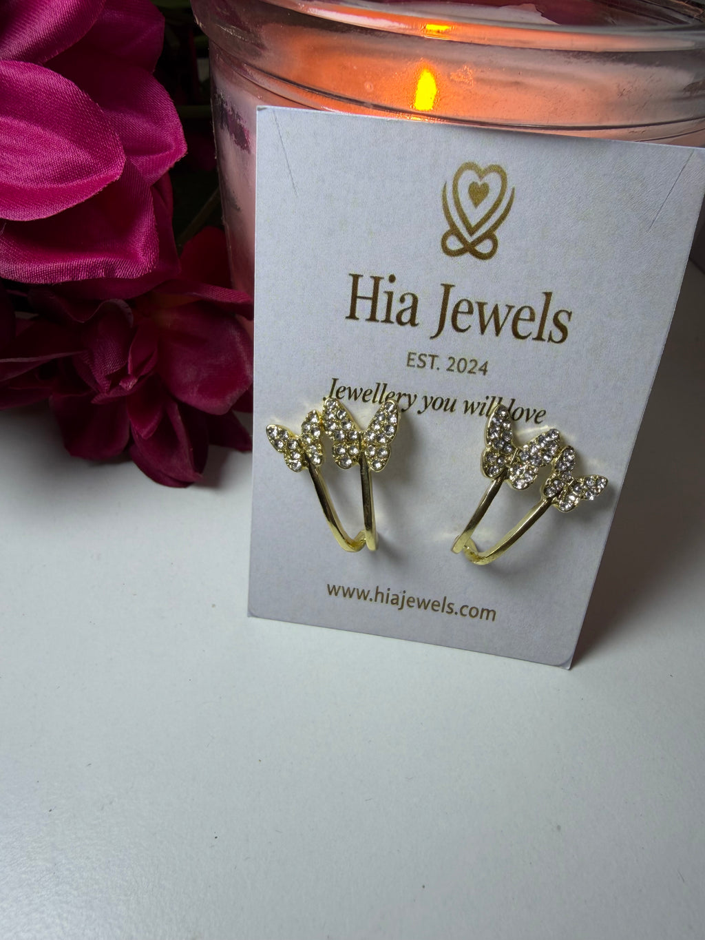 Crystal Butterfly Dual Hoop Earrings