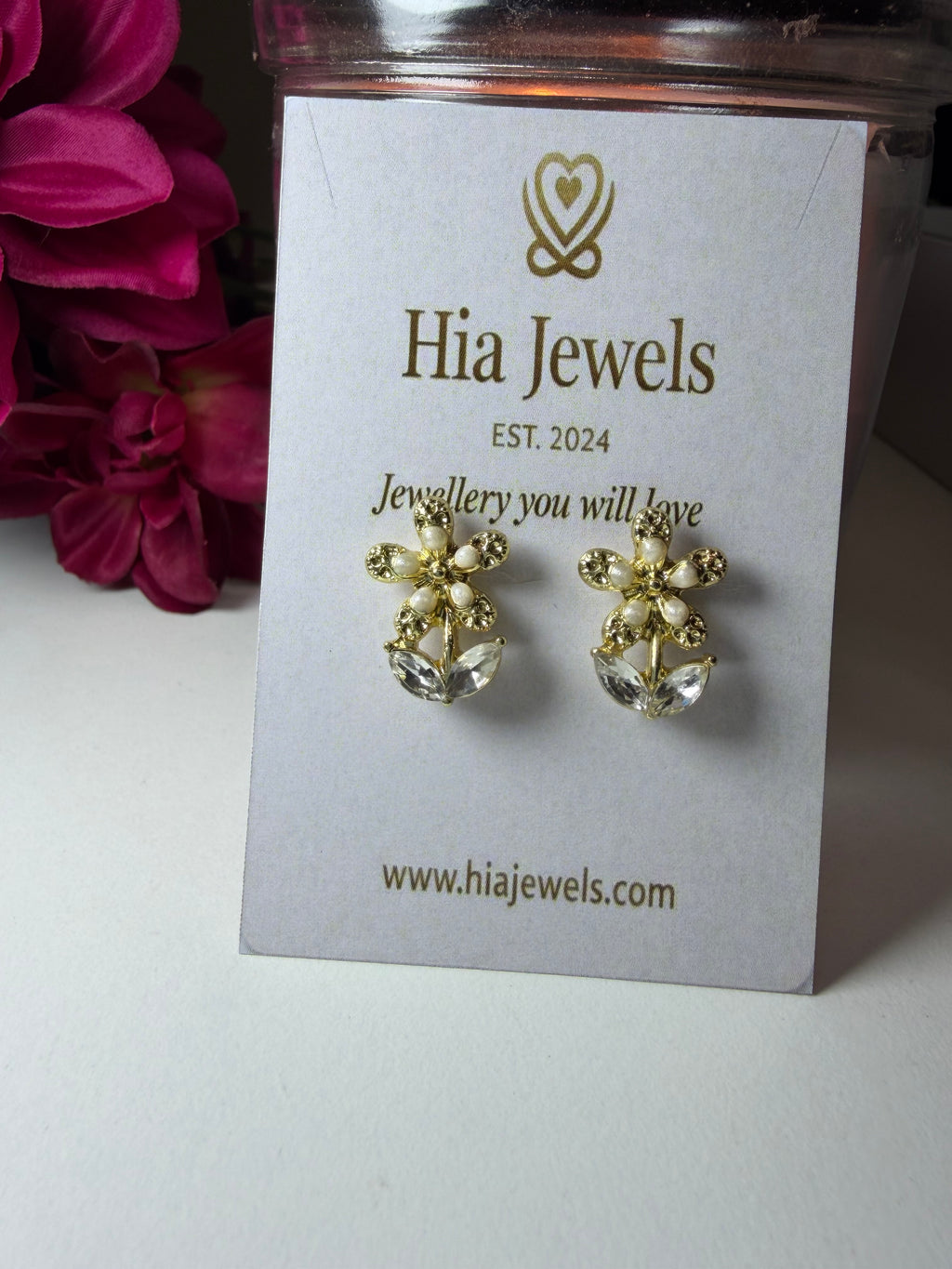 Floral Pearl & Crystal Earrings