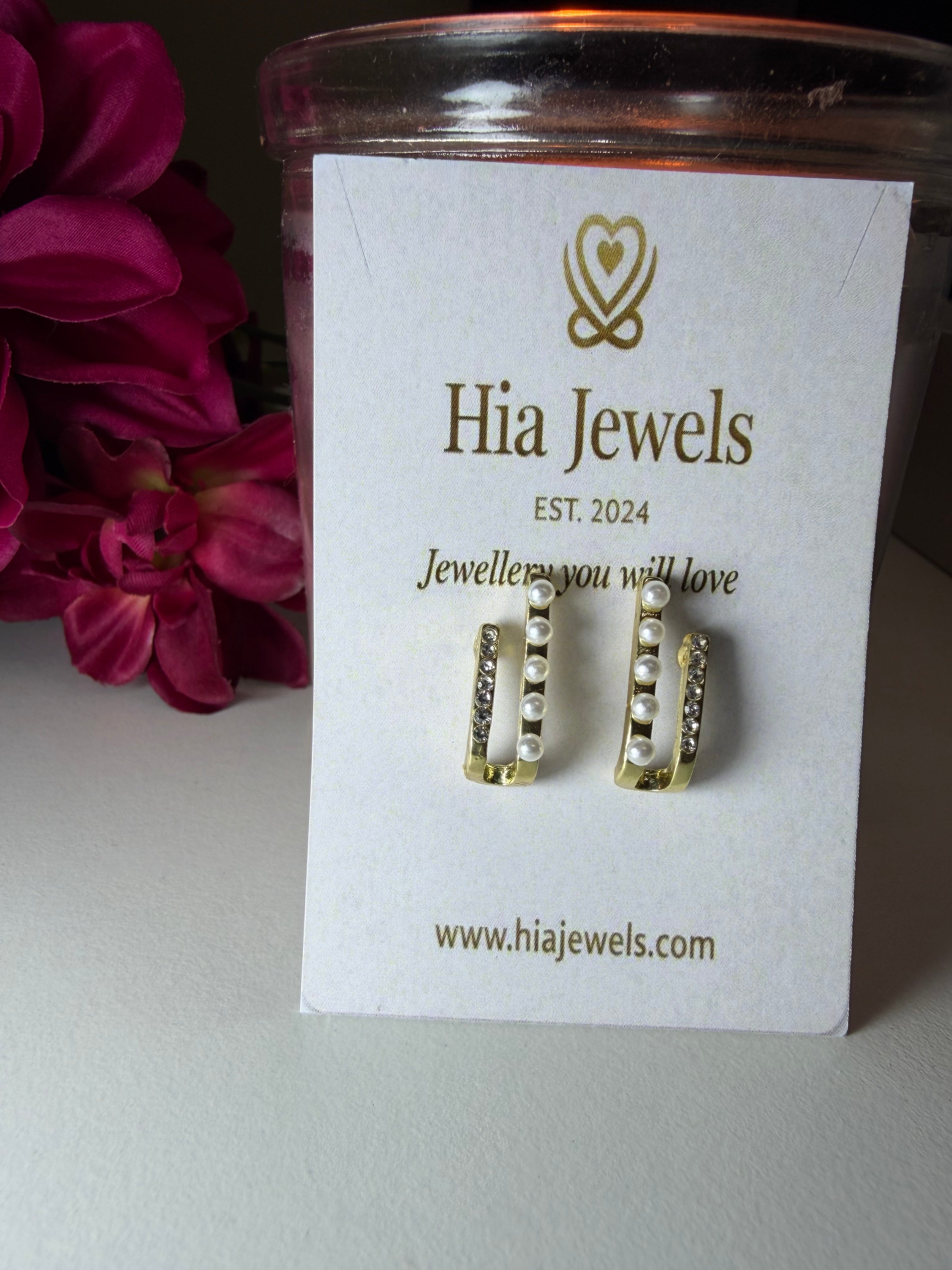 Pearl & Crystal Dual Bar Earrings