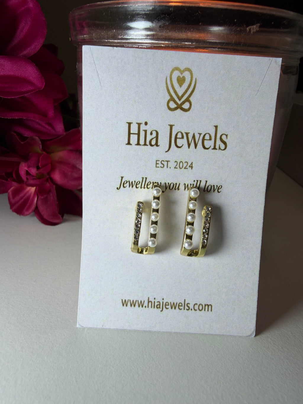 Pearl & Crystal Dual Bar Earrings