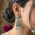 Silver Toned Turquoise Jhumka