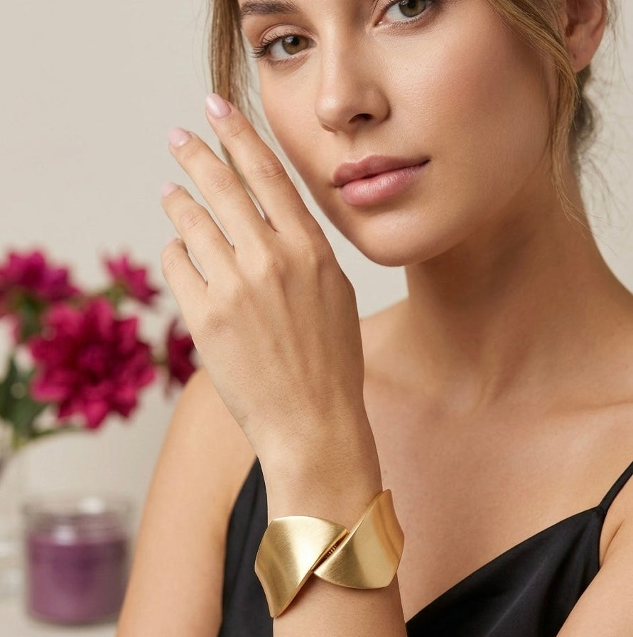 Sculpted Wrap Gold Cuff Bracelet