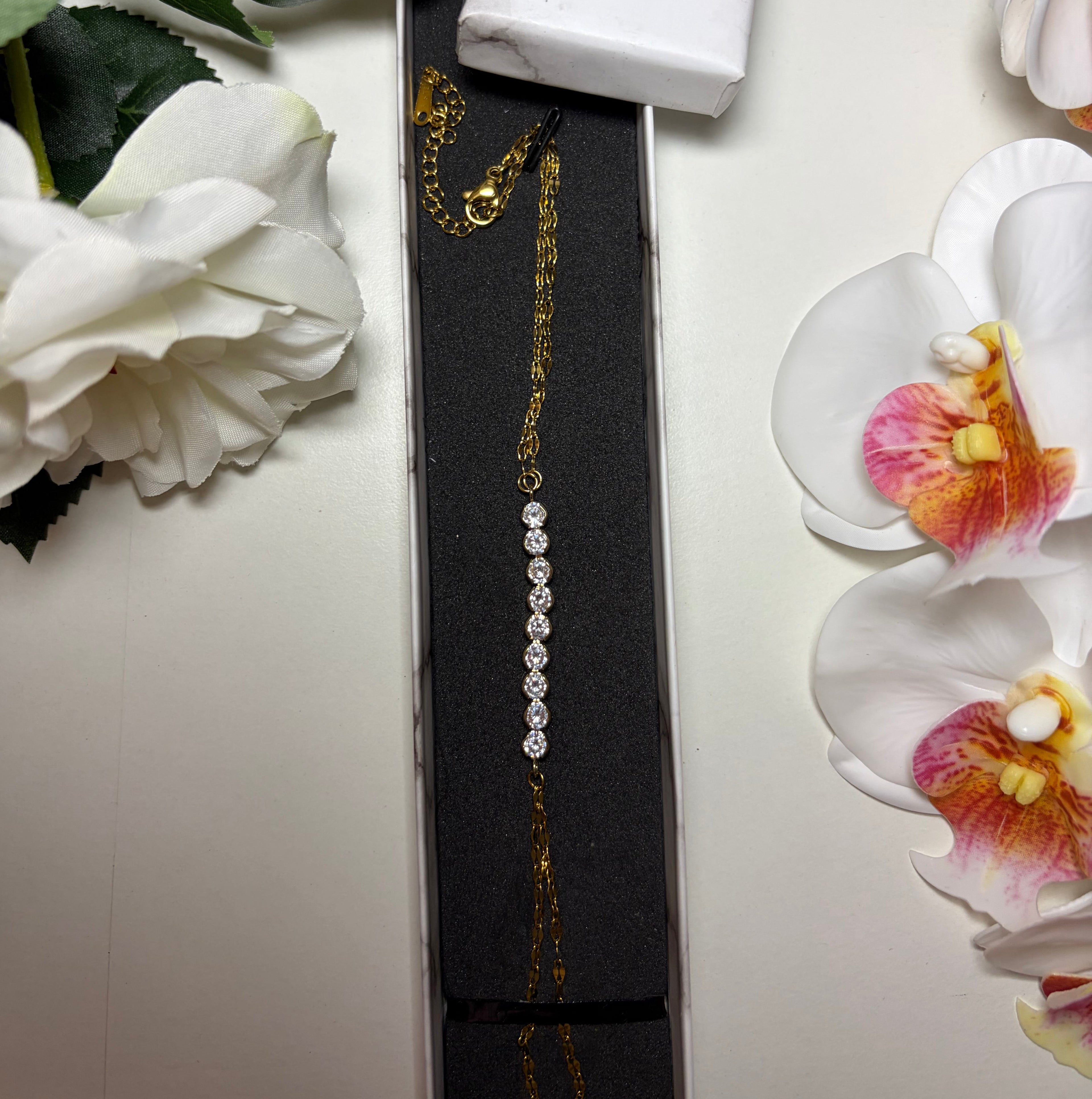 Anti Tarnish Golden Stone Bracelet