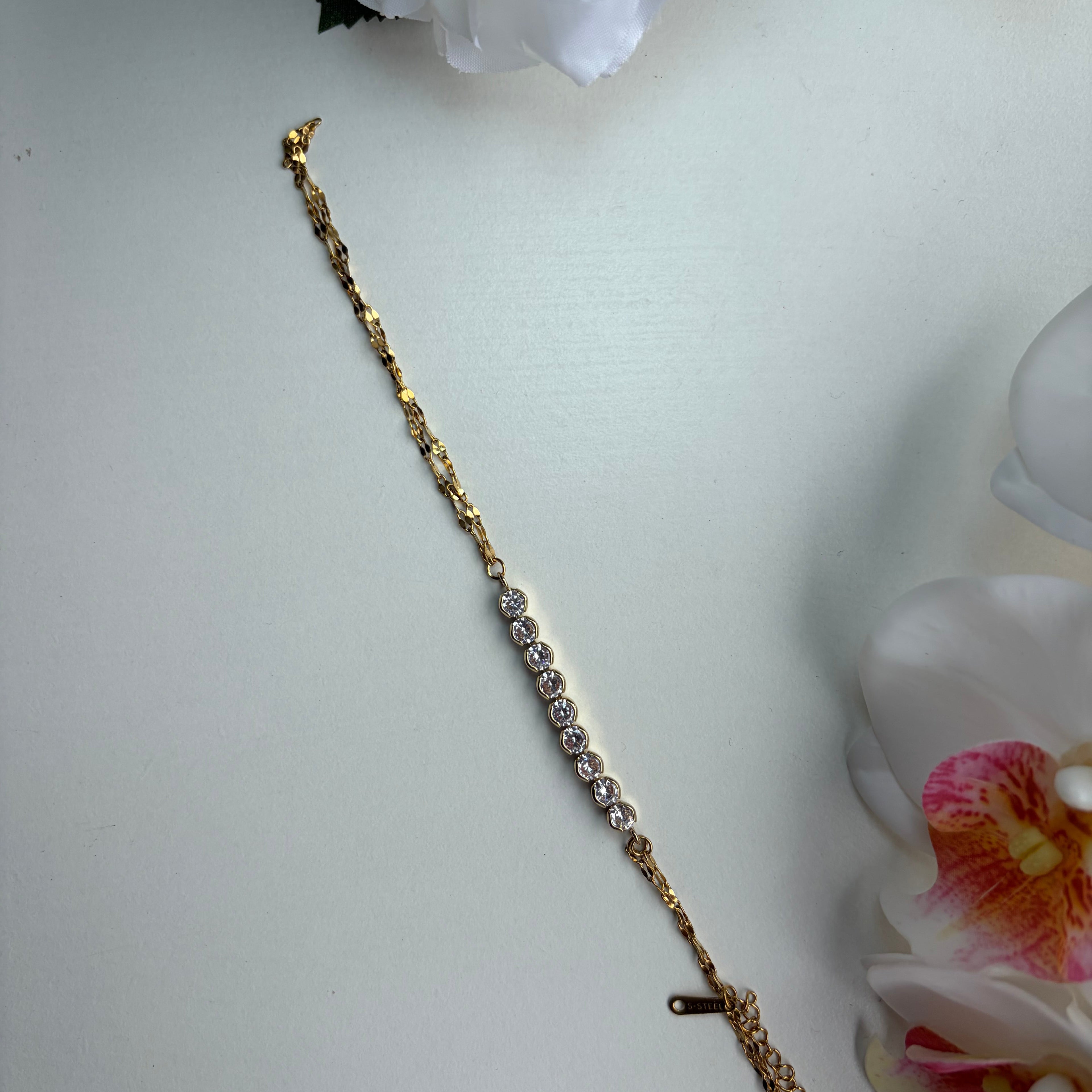 Anti Tarnish Golden Stone Bracelet