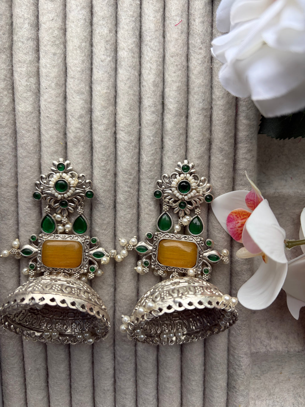 Emerald And Honey Glow Jhumka