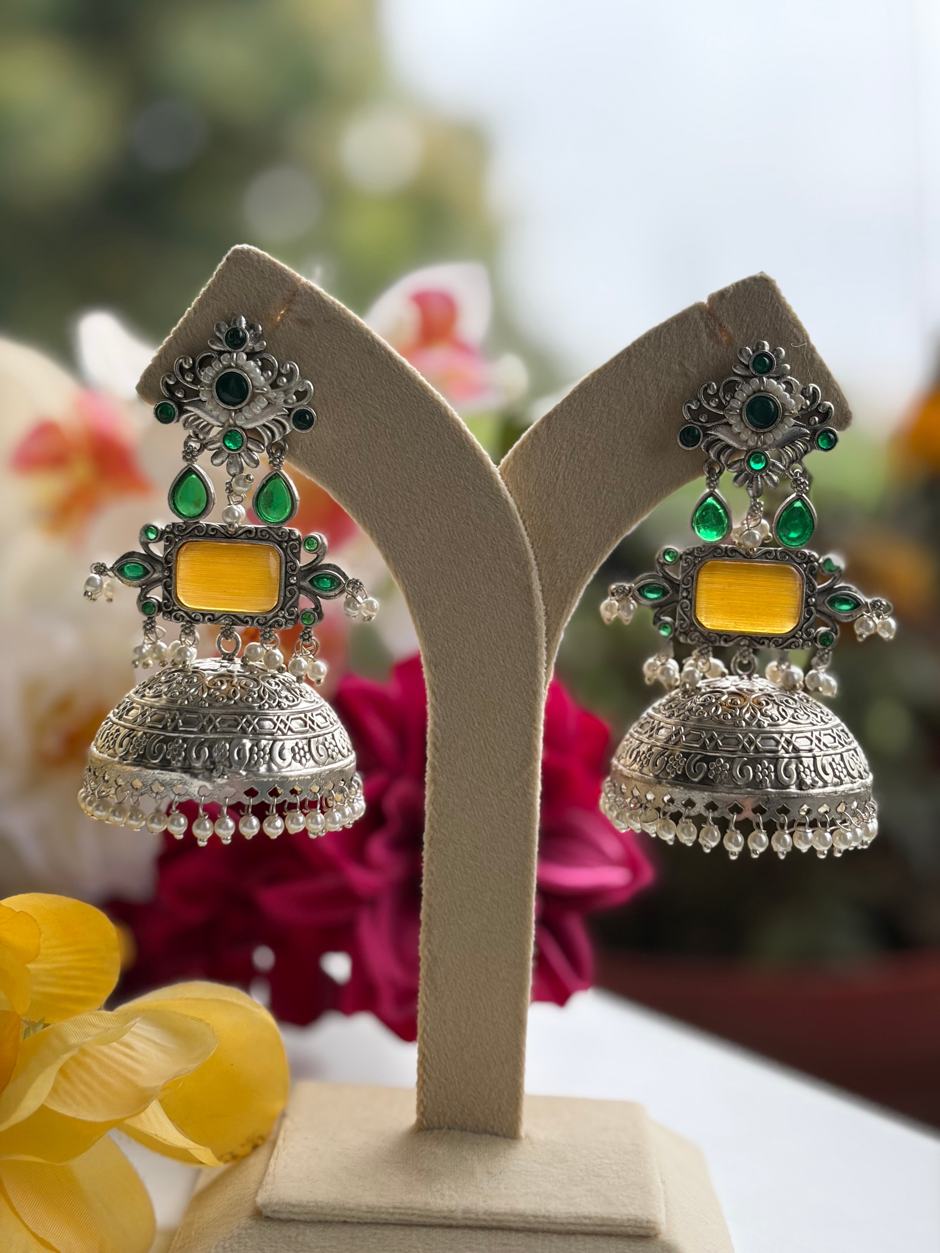 Emerald And Honey Glow Jhumka