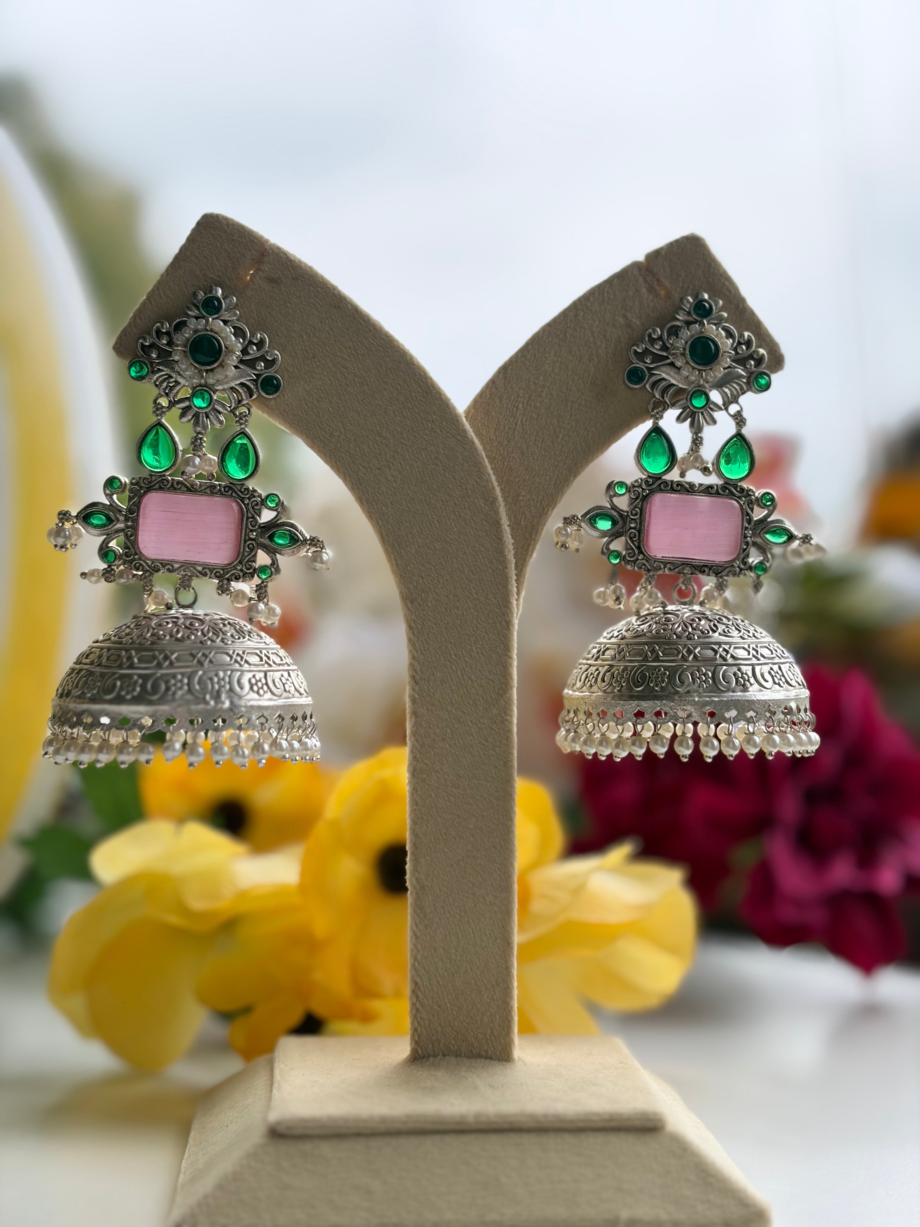 Blush Emerald Heritage Jhumka