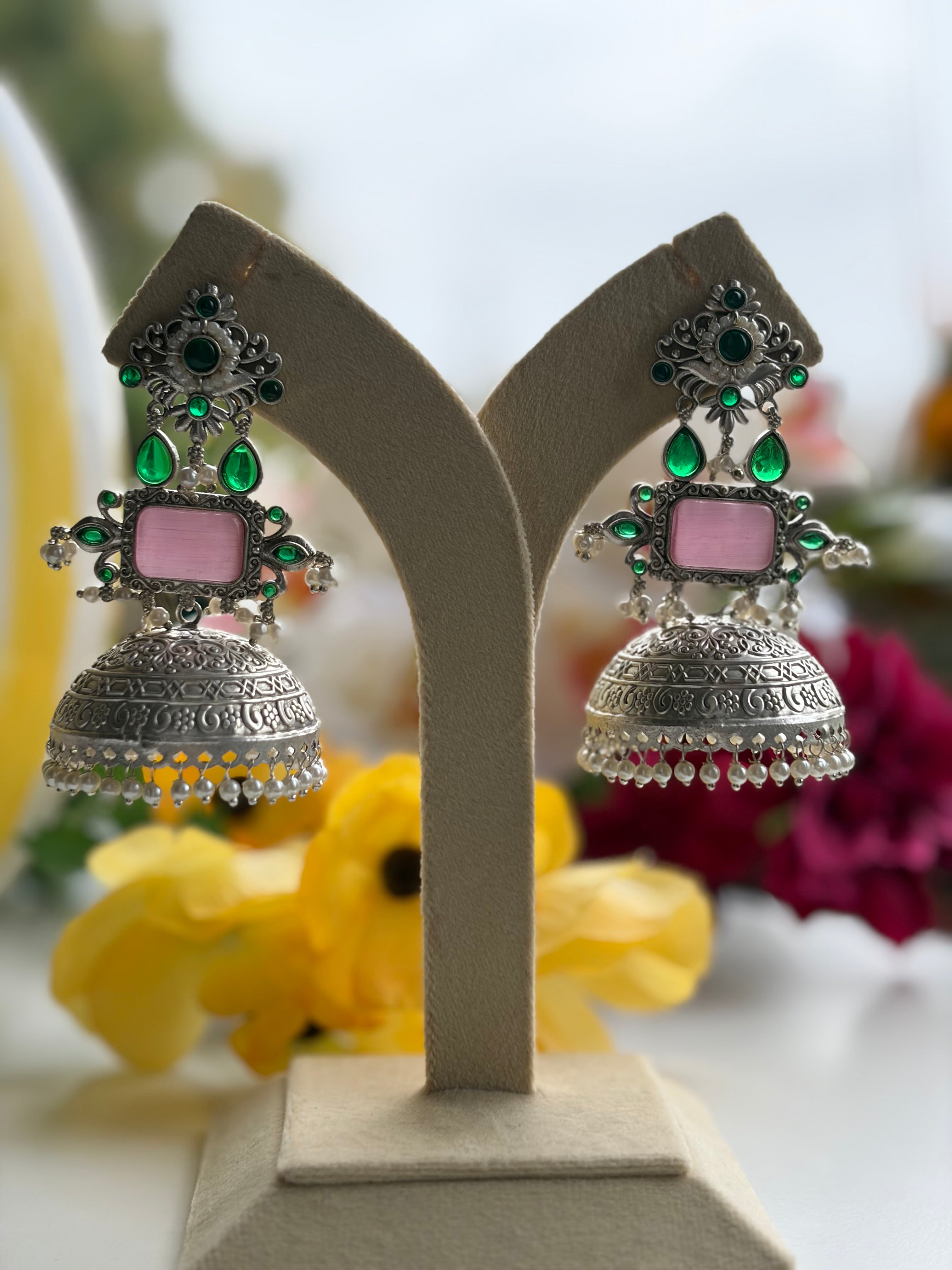 Blush Emerald Heritage Jhumka