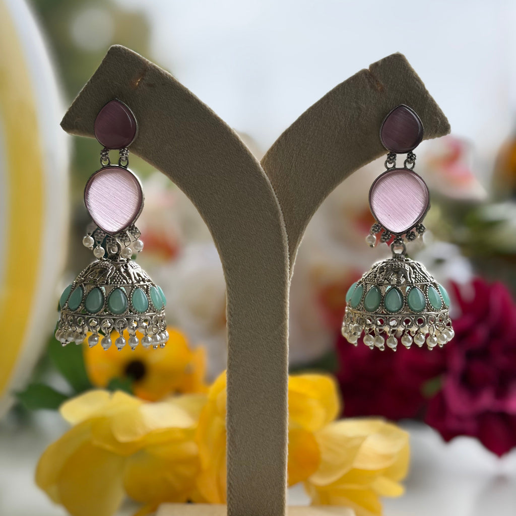 Blush Aqua Jhumkas
