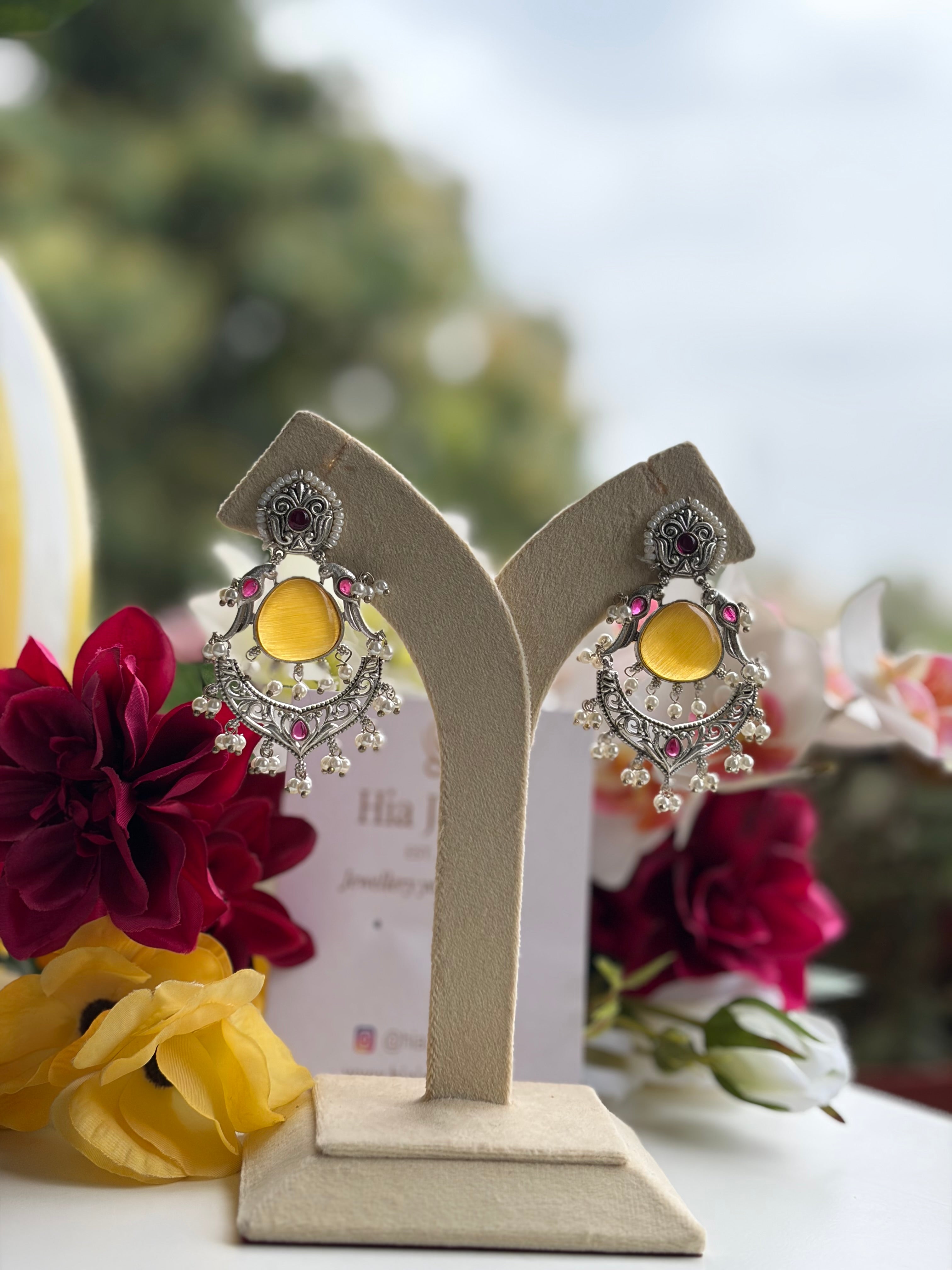 Yellow Stone Parrot Earrings