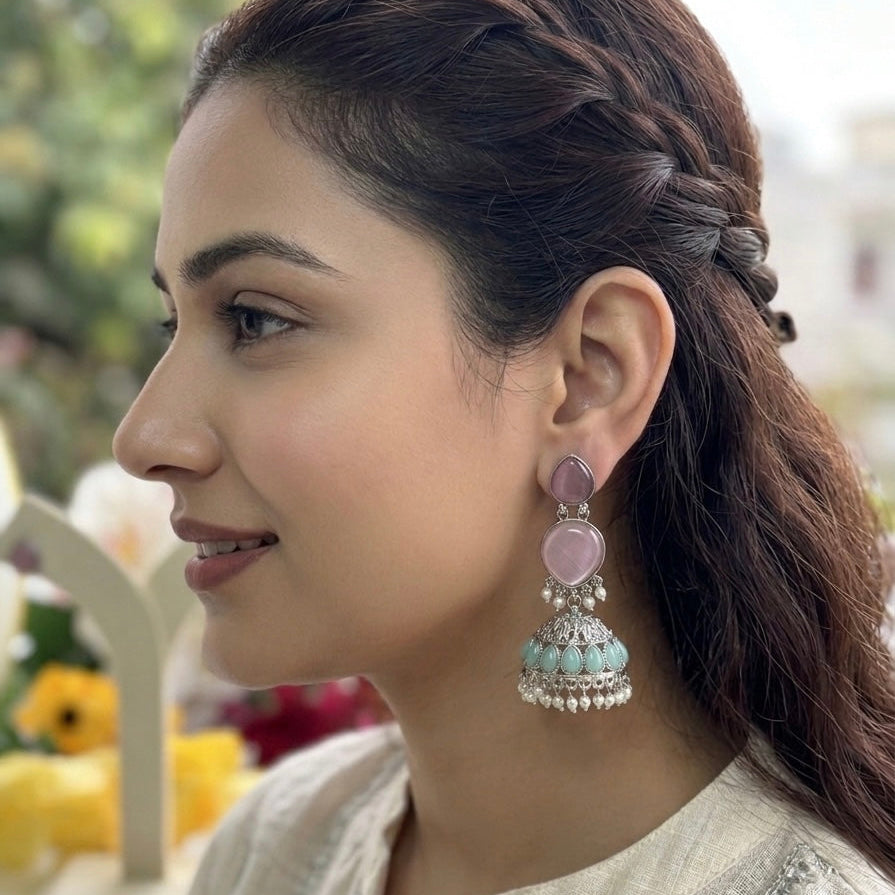 Blush Aqua Jhumkas