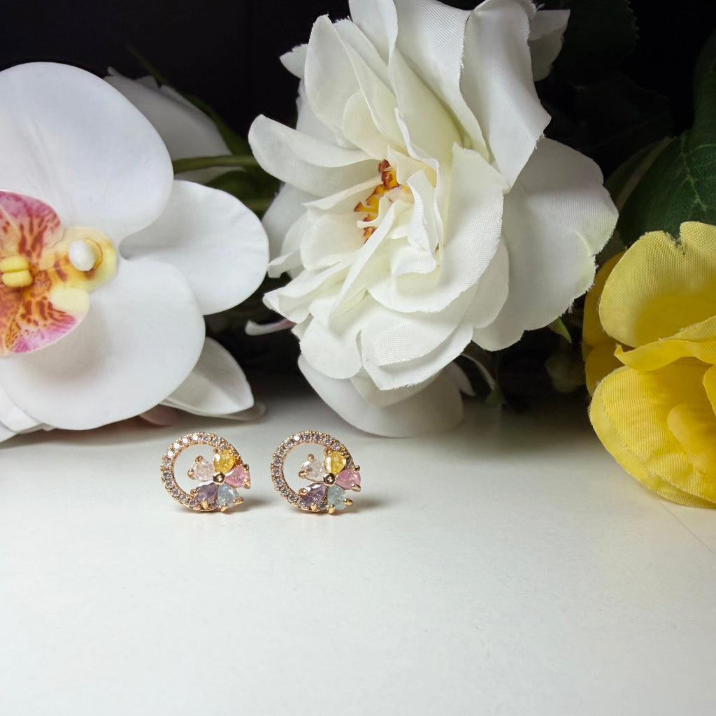 Anti Tarnish Pastel Bloom Halo Earrings