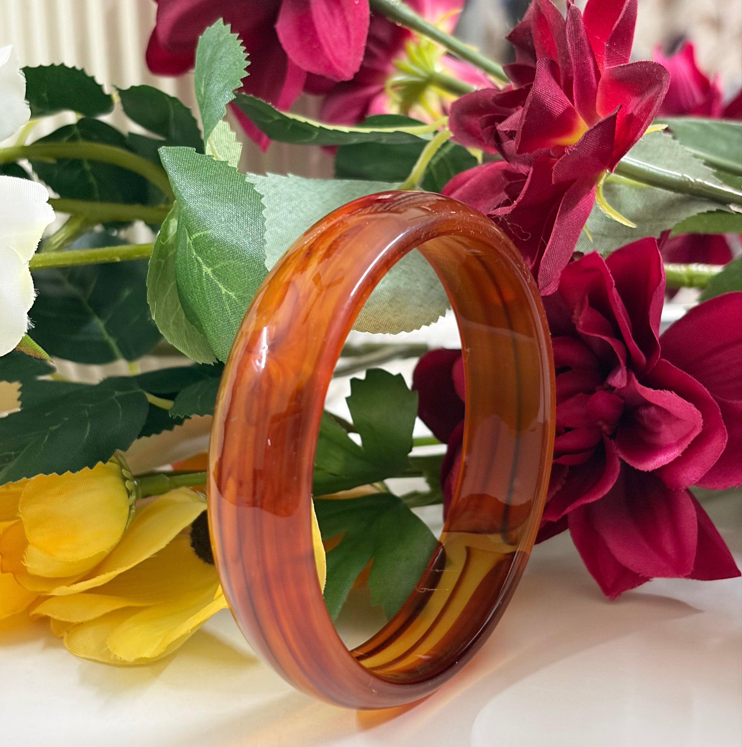 Amber Bloom Resin Bangle