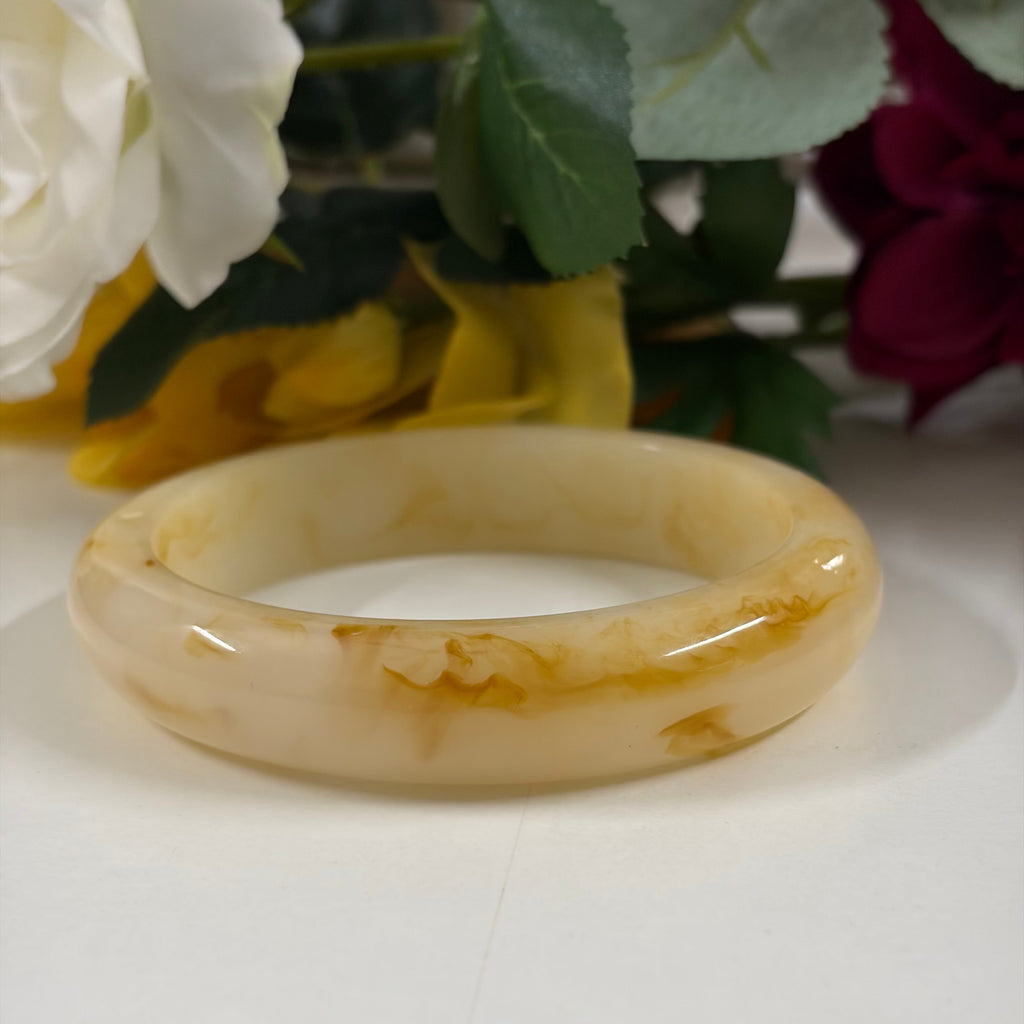 Ivory Amber Swirl Resin Bracelet