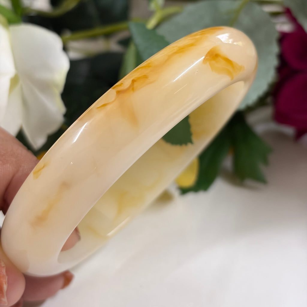 Ivory Amber Swirl Resin Bracelet