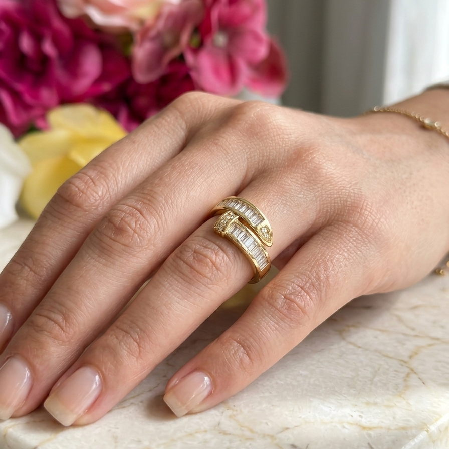 Aurora Twin Baguette Wrap Ring